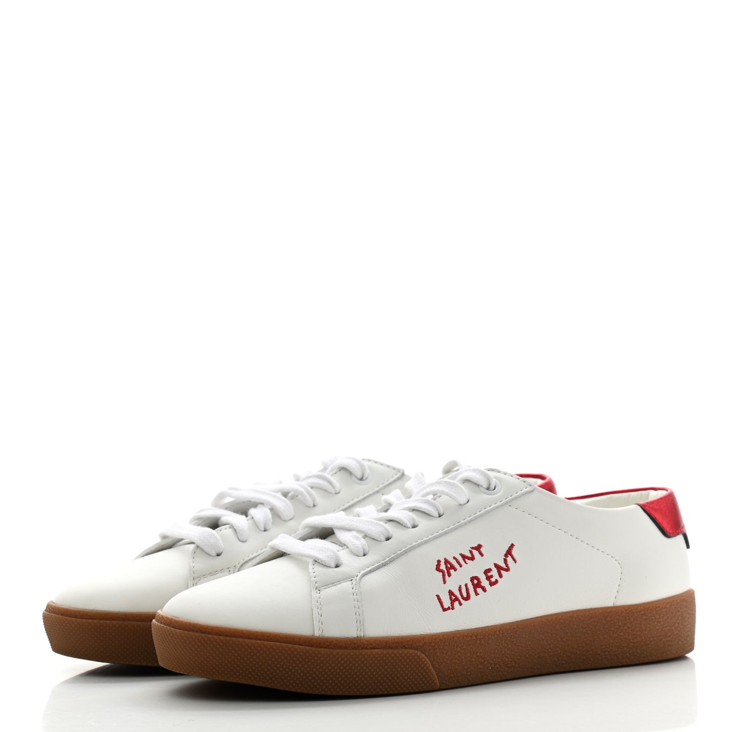 Calfskin Embroidered Court Classic Sneakers 37 Red Nero