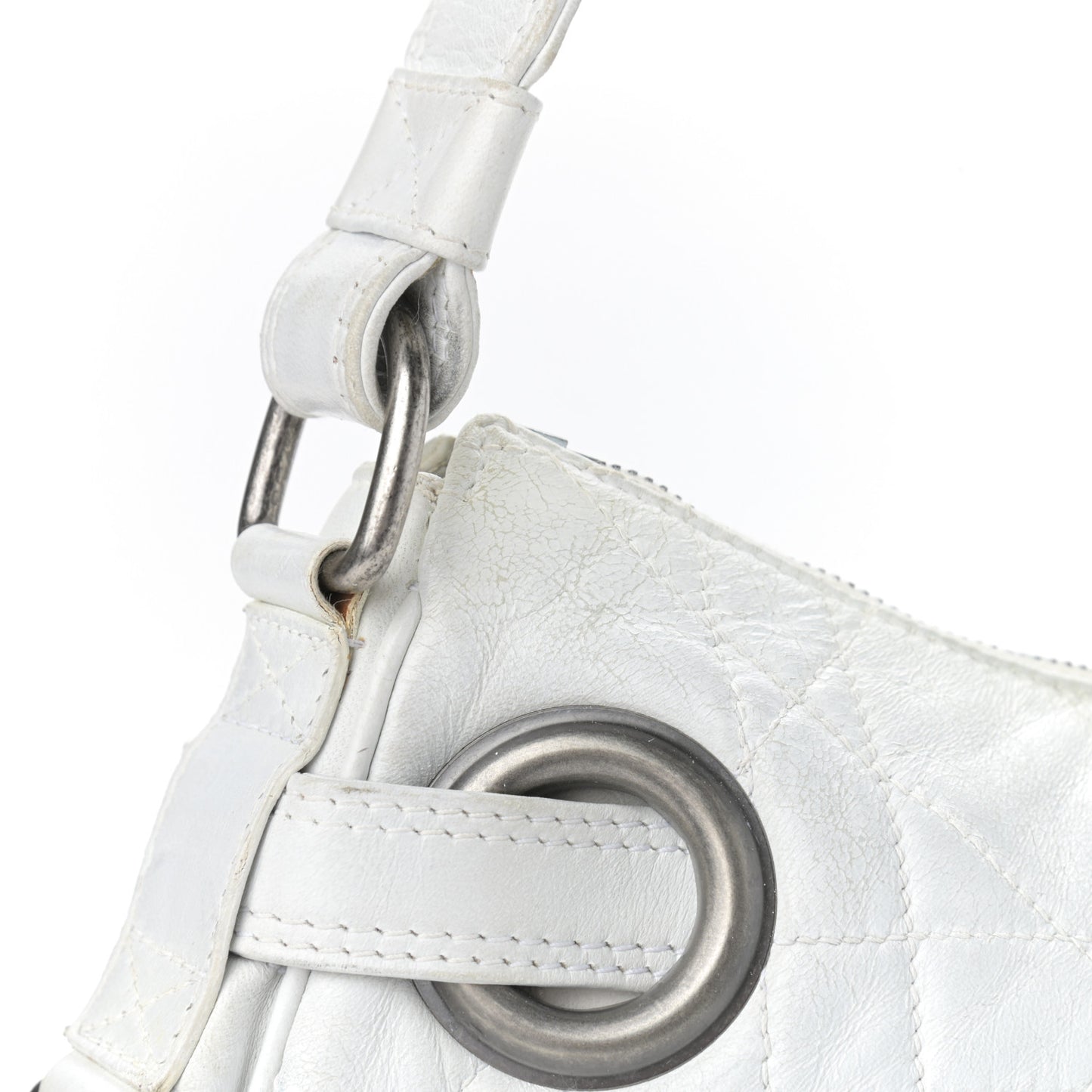Lambskin Cannage Small Hobo White