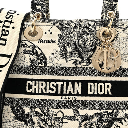 Christian Dior Canvas Embroidered Zodiac Toile De Jouy Medium Lady D-Lite Latte 8 of 11