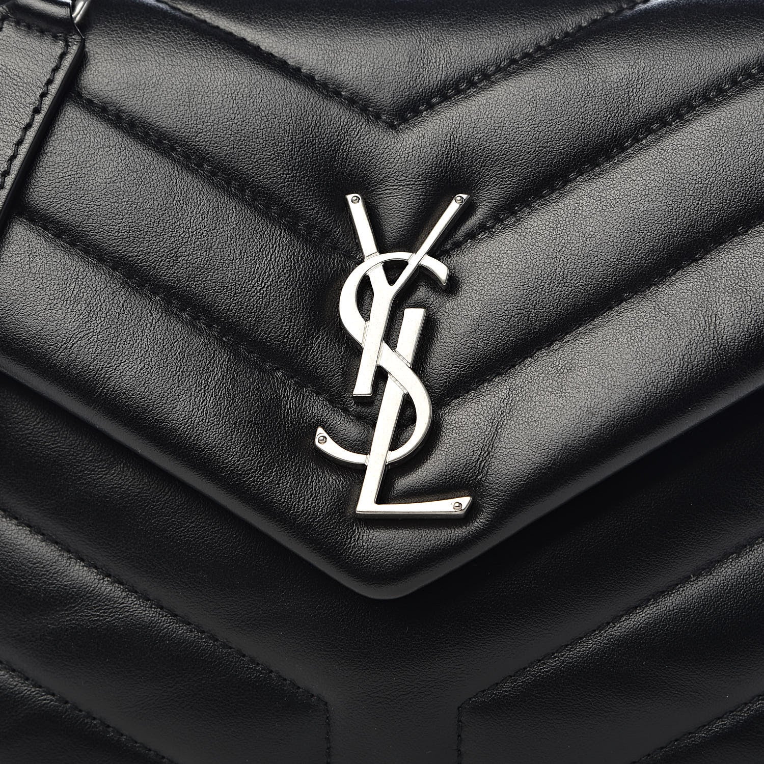Saint Laurent Calfskin Y Quilted Monogram Small Loulou Chain Satchel Black 10 of 10