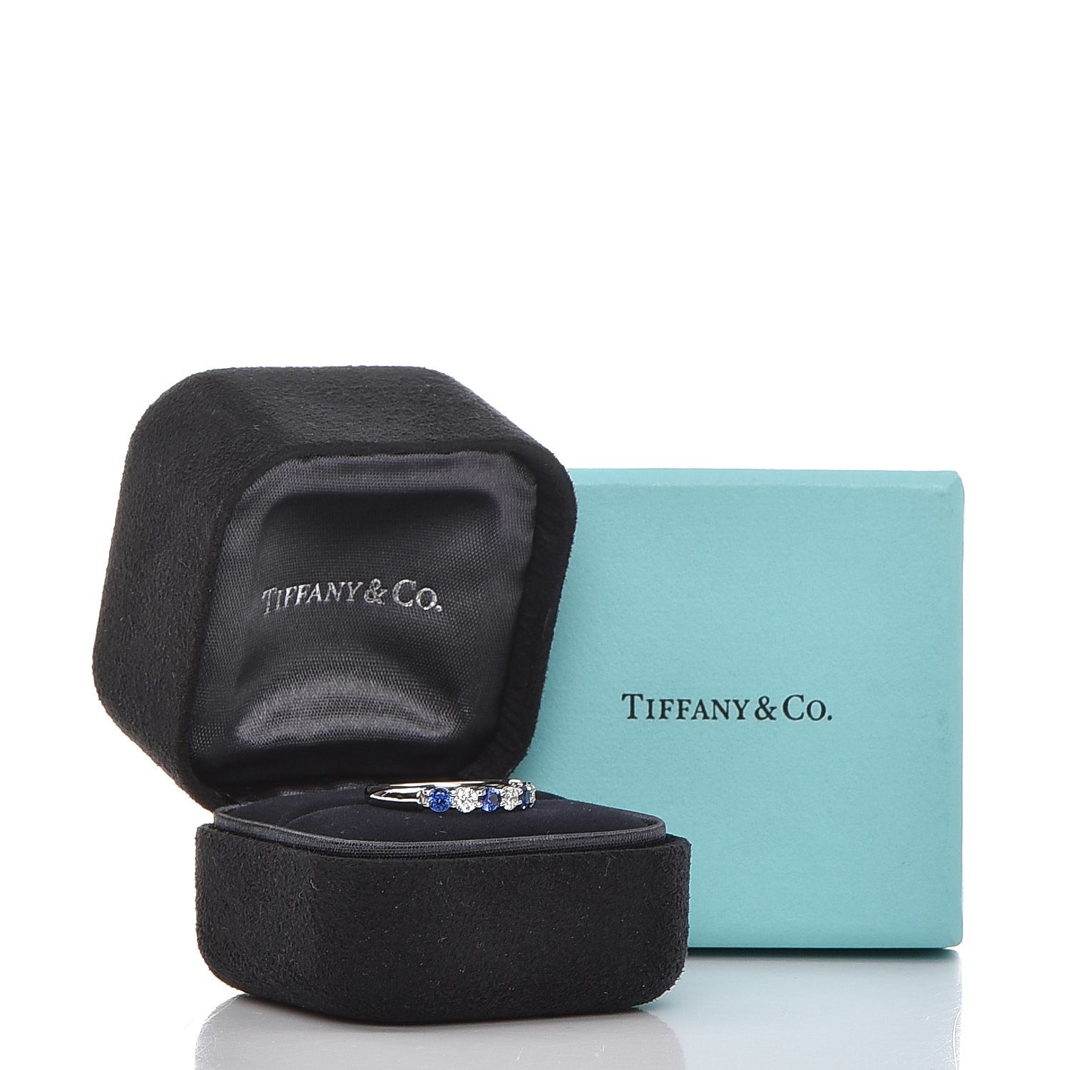 Tiffany Platinum Diamond Blue Sapphire Embrace Ring 49 5 5 of 5