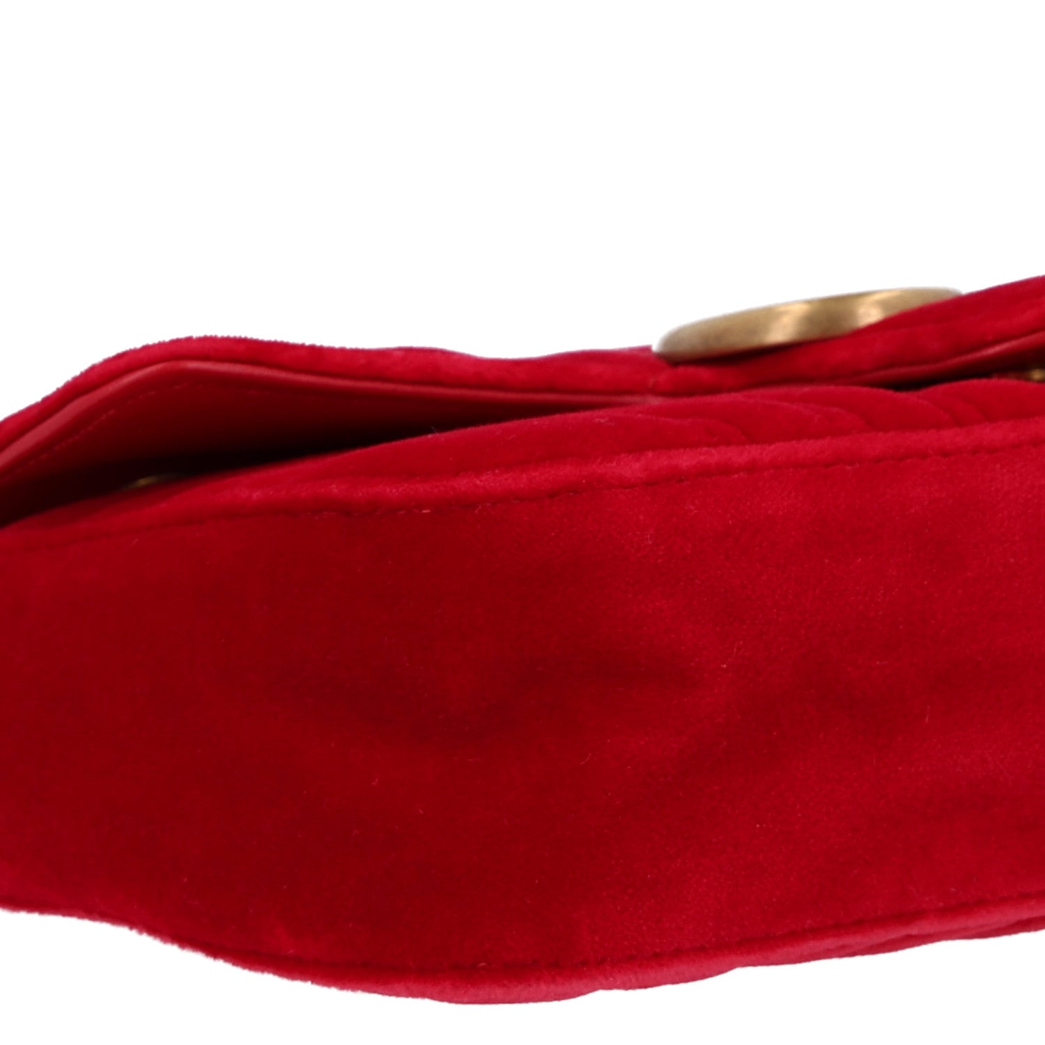 Gucci Velvet Matelasse Mini GG Marmont Shoulder Bag Hibiscus Red