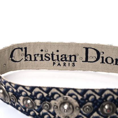 Christian Dior Oblique Studded Shoulder Strap Blue 4 of 10