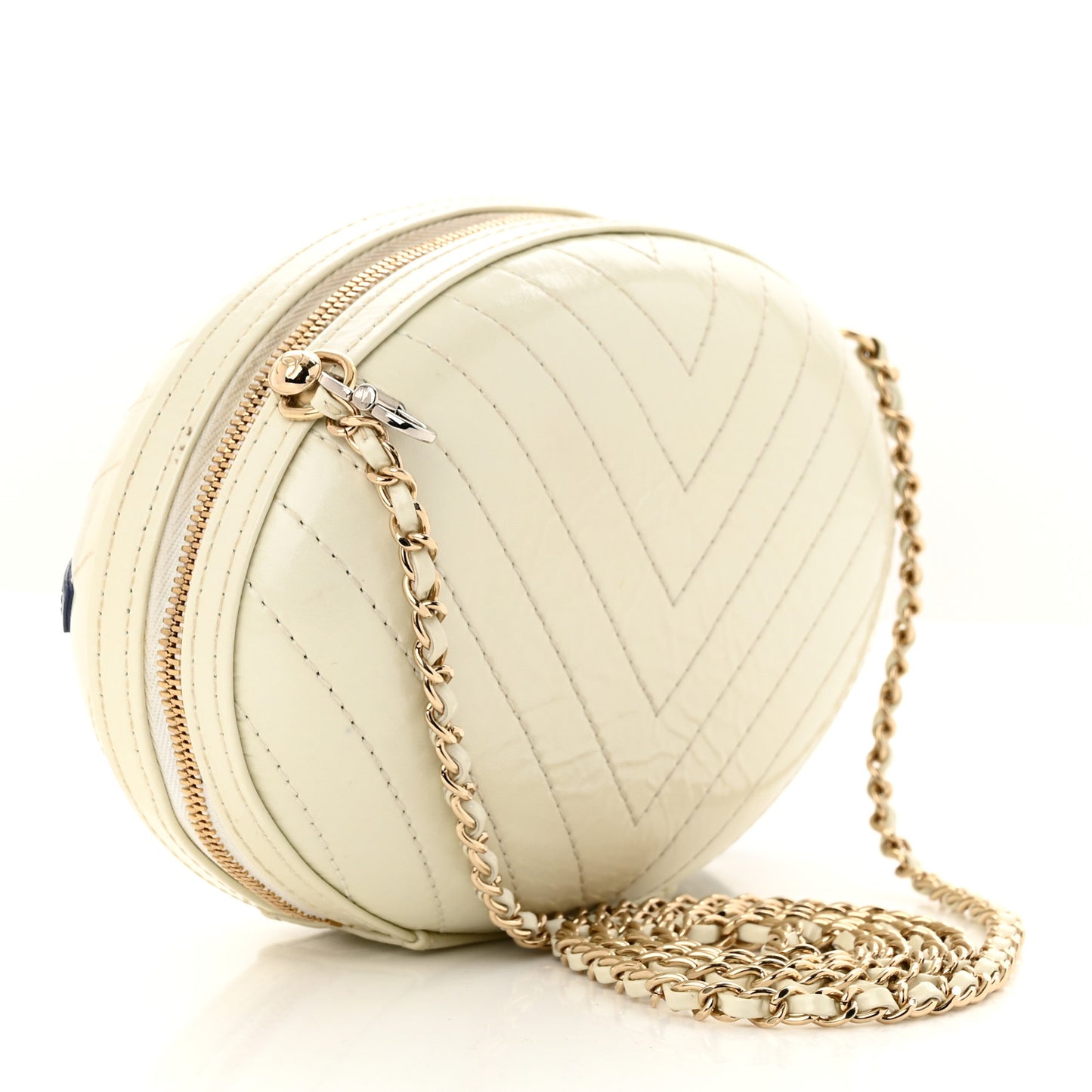 Embroidered Lambskin Chevron Quilted La Pausa Evening Bag White