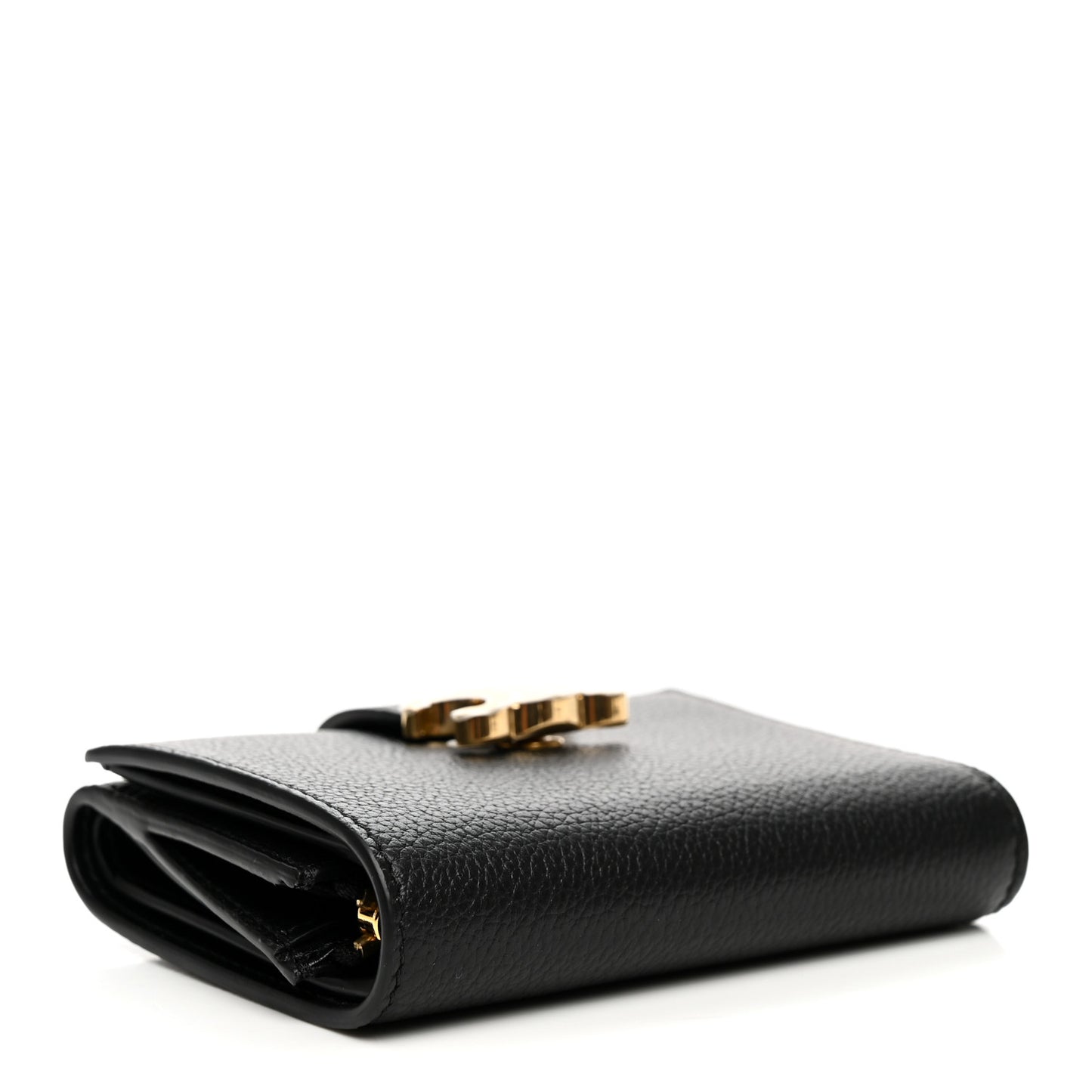 Grained Calfskin Triomphe Fine Strap Wallet Black