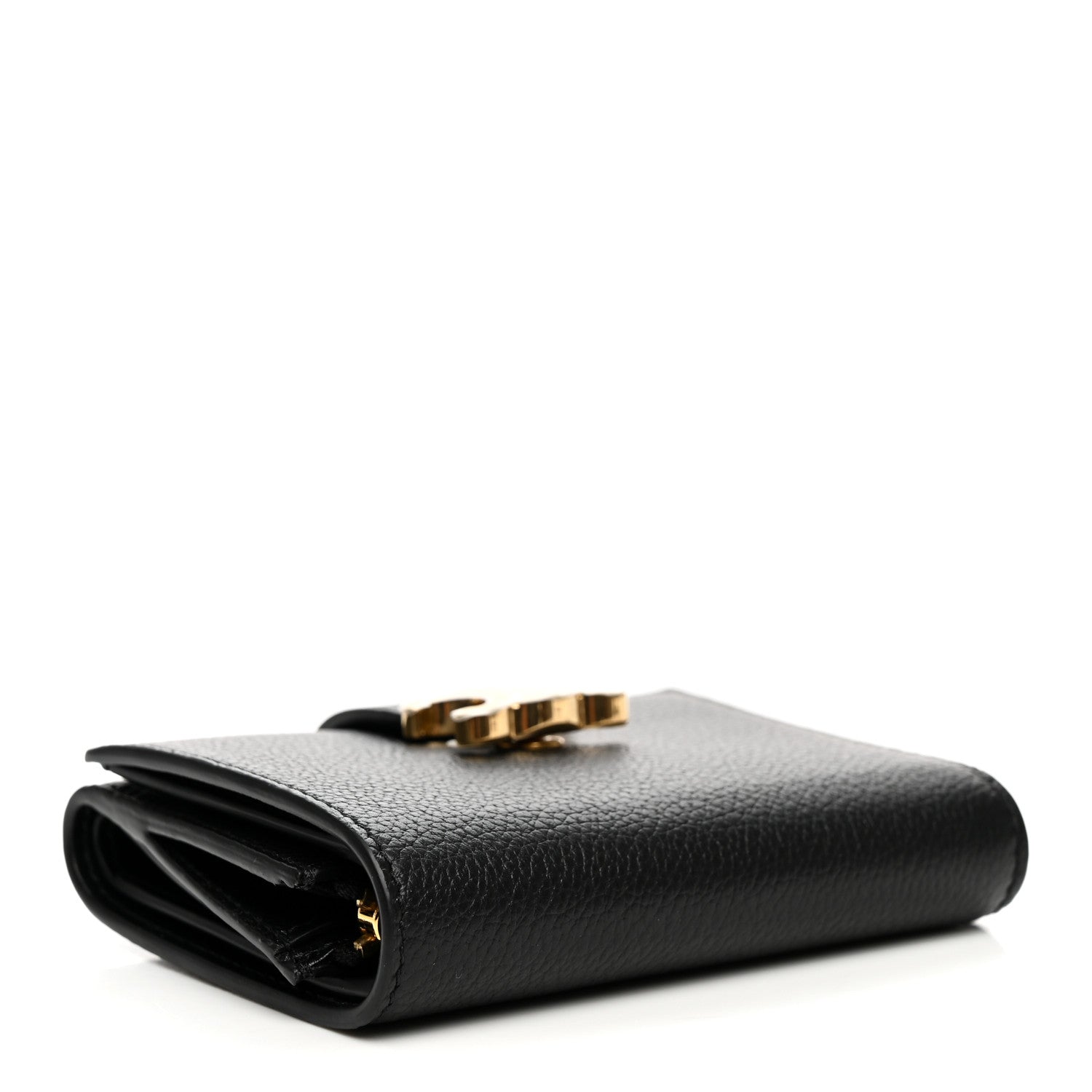 Celine Grained Calfskin Triomphe Fine Strap Wallet Black 4 of 9