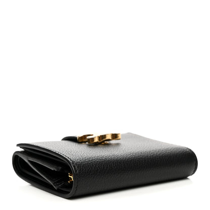Celine Grained Calfskin Triomphe Fine Strap Wallet Black 4 of 9