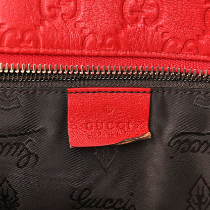 Gucci Guccissima Medium Zippered Shopping Tote Red 6 of 12