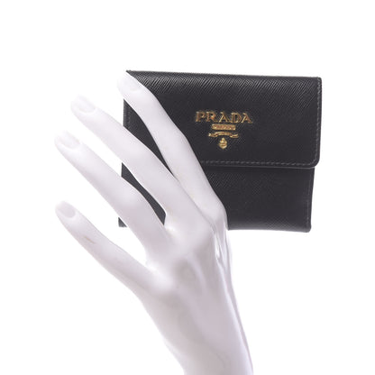 Prada Saffiano Metal Flap Wallet Black 2 of 9