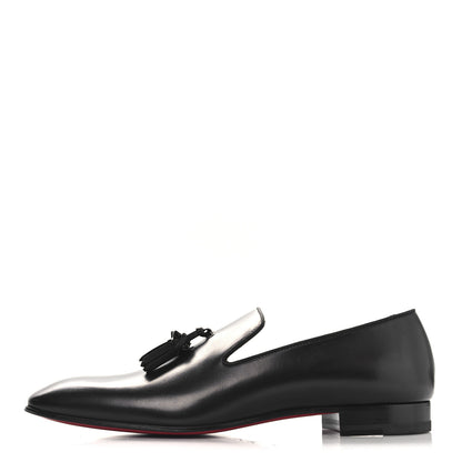 Christian Louboutin Calfskin Tassel Dandelion Mens Dandelion Flat Loafers 42 Black 1 of 9