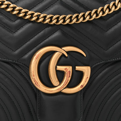 Gucci Calfskin Matelasse Medium GG Marmont Shoulder Bag Black 7 of 11