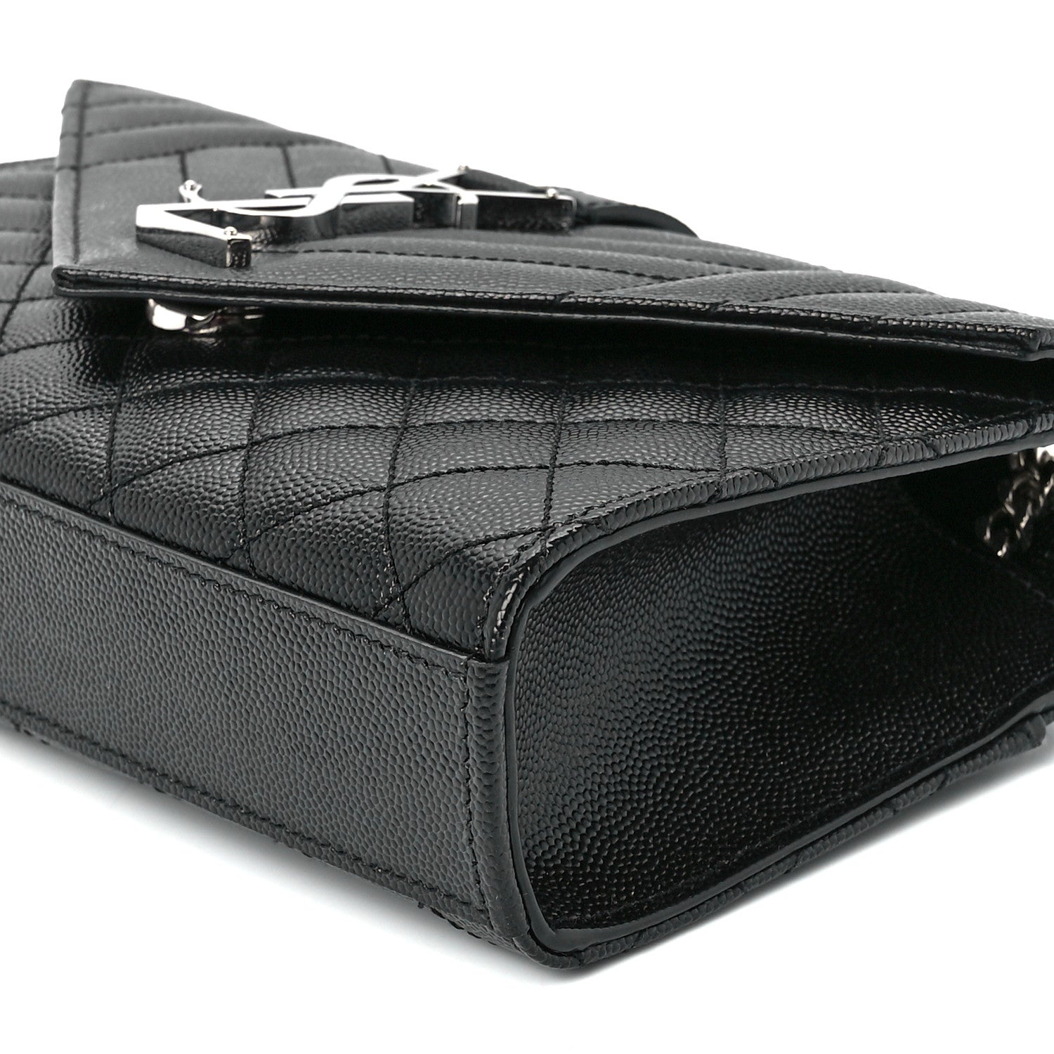 Saint Laurent Grain De Poudre Textured Mixed Matelasse Triquilt Small Monogram Satchel Black 11 of 12