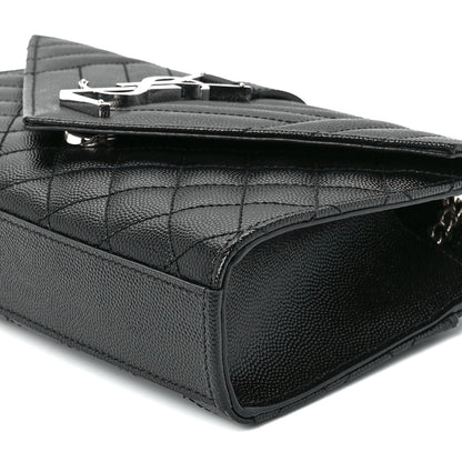 Saint Laurent Grain De Poudre Textured Mixed Matelasse Triquilt Small Monogram Satchel Black 11 of 12