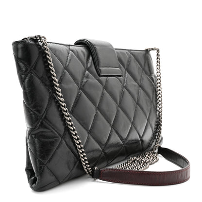 Chanel Aged Calfskin Quilted Zip Clutch Black 3 of 10