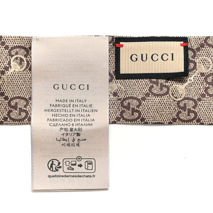 Gucci Silk Twill GG Monogram Gold Horsebity Neck Bow Scarf Flame 3 of 4