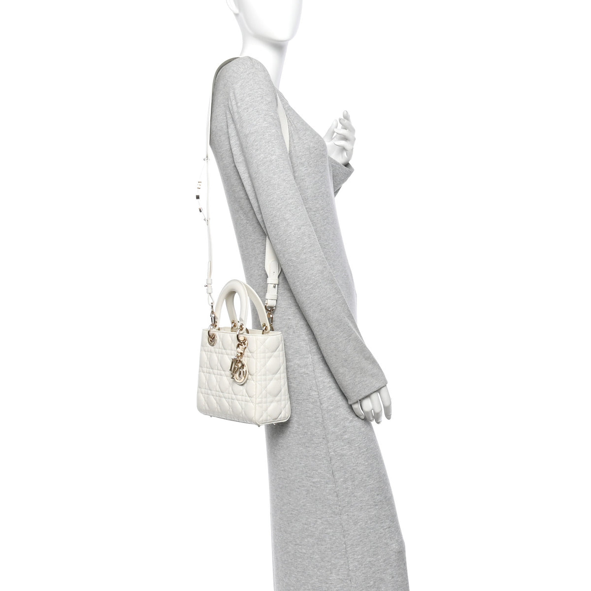Christian Dior Lambskin Cannage Small My ABCDior Lady Dior White 2 of 10