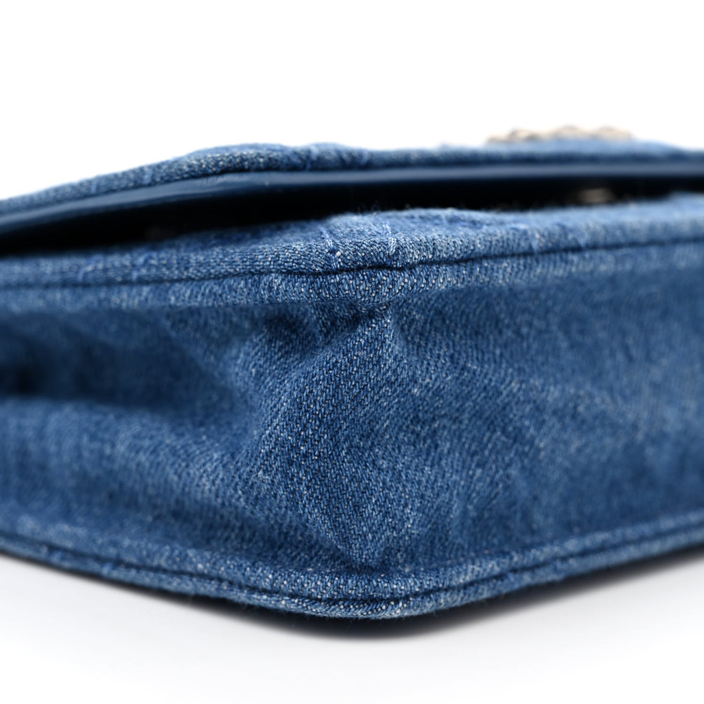 Denim Quilted Chanel 19 Wallet On Chain WOC Blue