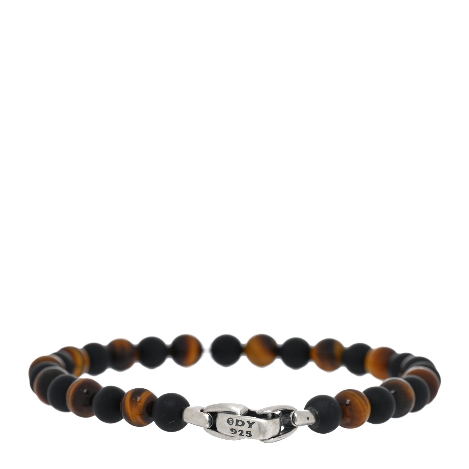 David Yurman Sterling Silver Red Tiger Eye Black Onyx 6mm Spiritual Beads Bracelet 2 of 3
