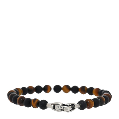 David Yurman Sterling Silver Red Tiger Eye Black Onyx 6mm Spiritual Beads Bracelet 2 of 3