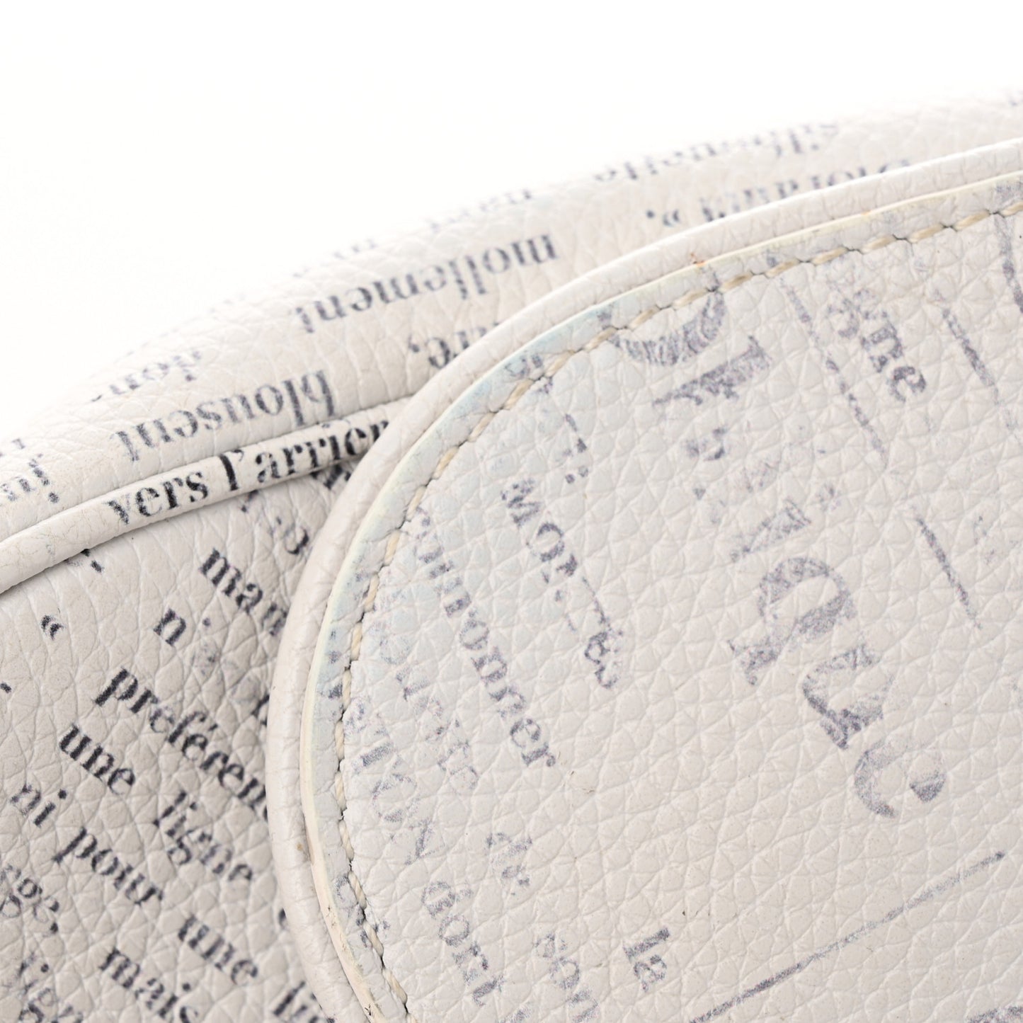 X DANIEL ARSHAM Grained Calfskin Newspaper Print Saddle Bag White
