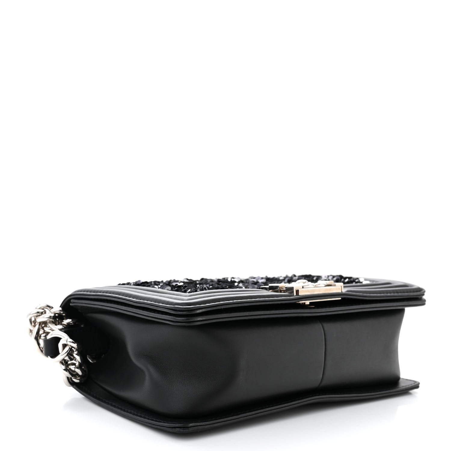 Chanel Lambskin Sequin Medium Boy Flap Bag Black 4 of 10