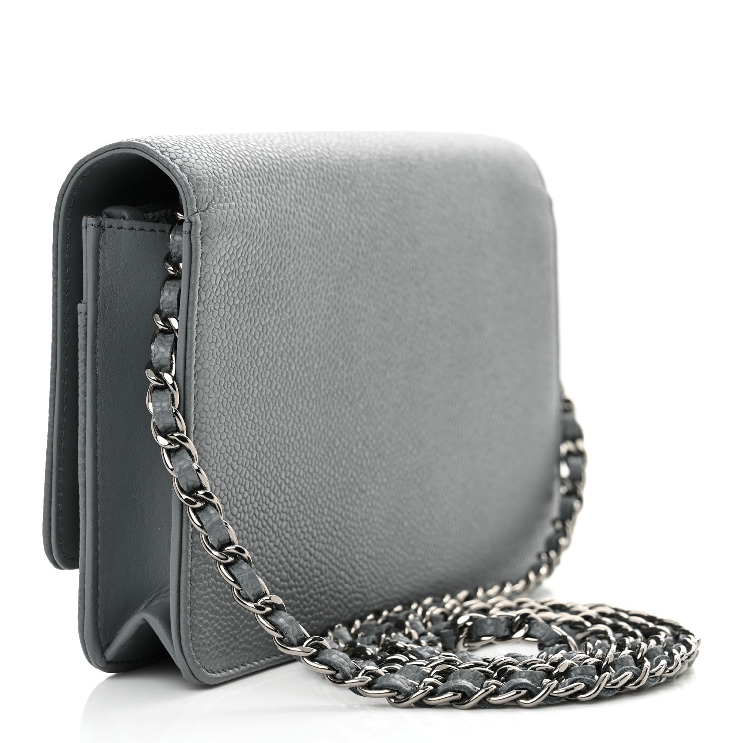 Chanel Caviar Timeless CC Wallet on Chain WOC Blue 3 of 11