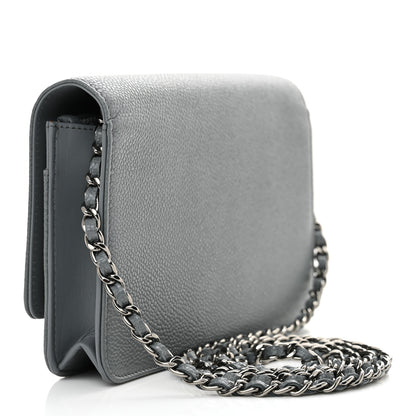 Chanel Caviar Timeless CC Wallet on Chain WOC Blue 3 of 11