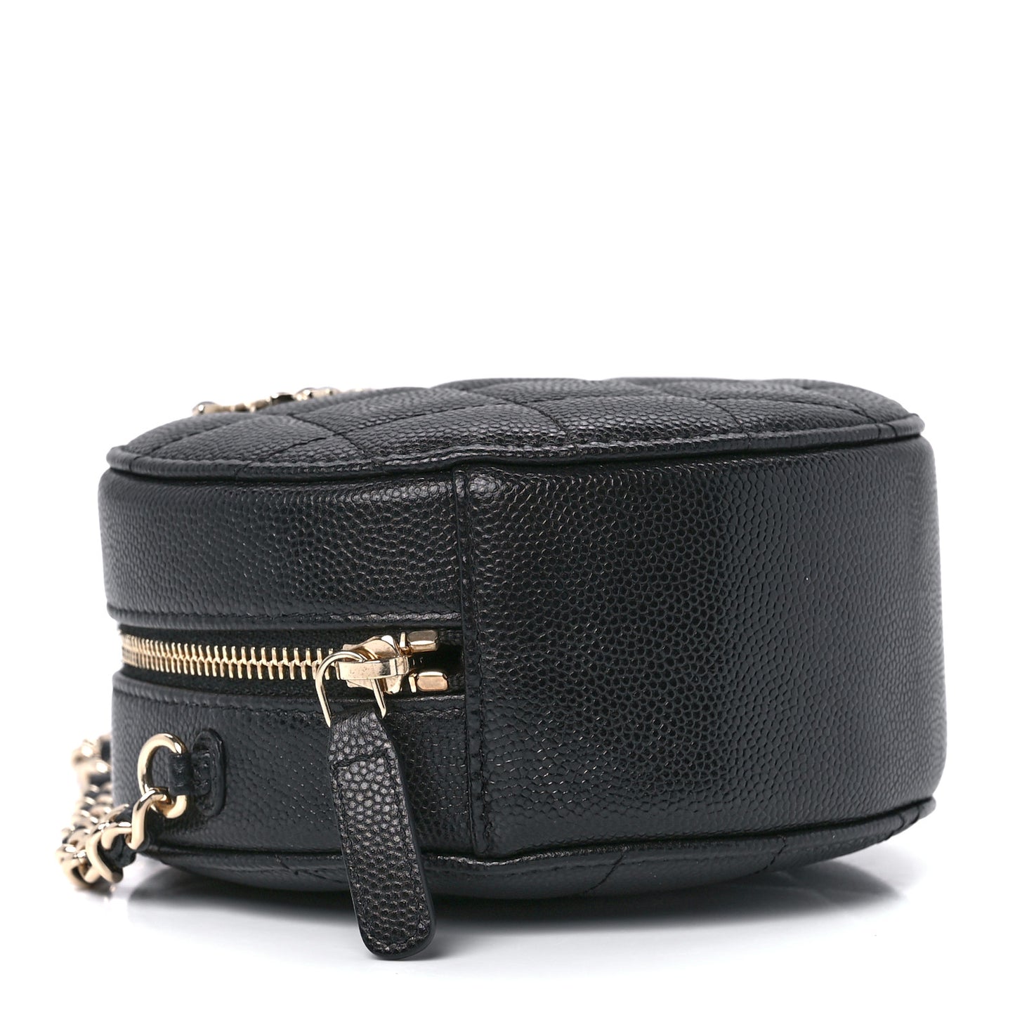Caviar Quilted Gripoix CC Round Clutch With Chain Black