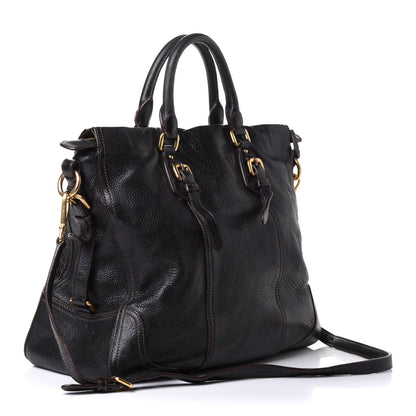 Prada Cervo Antik Shoulder Bag Black 3 of 24