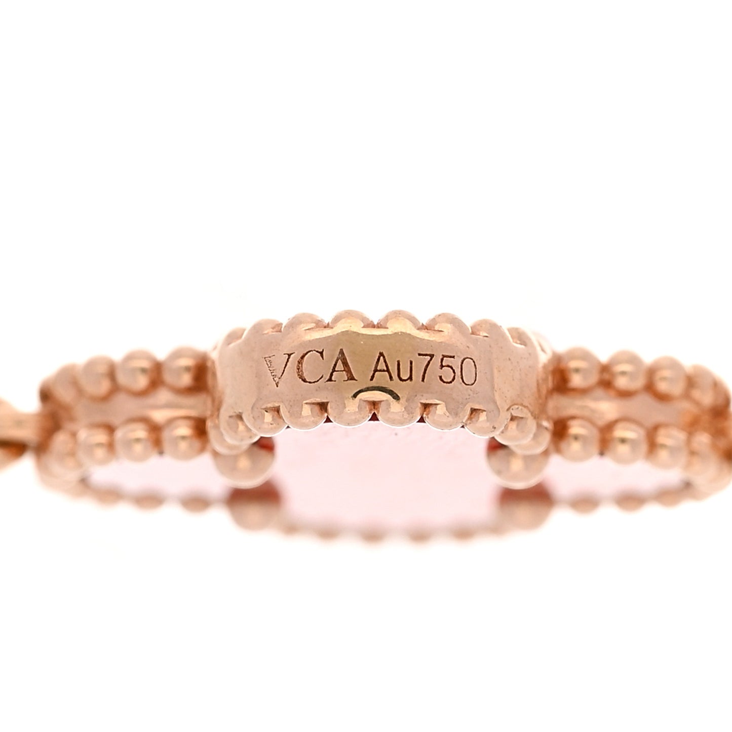 18K Rose Gold Carnelian 5 Motifs Guilloche Vintage Alhambra Bracelet