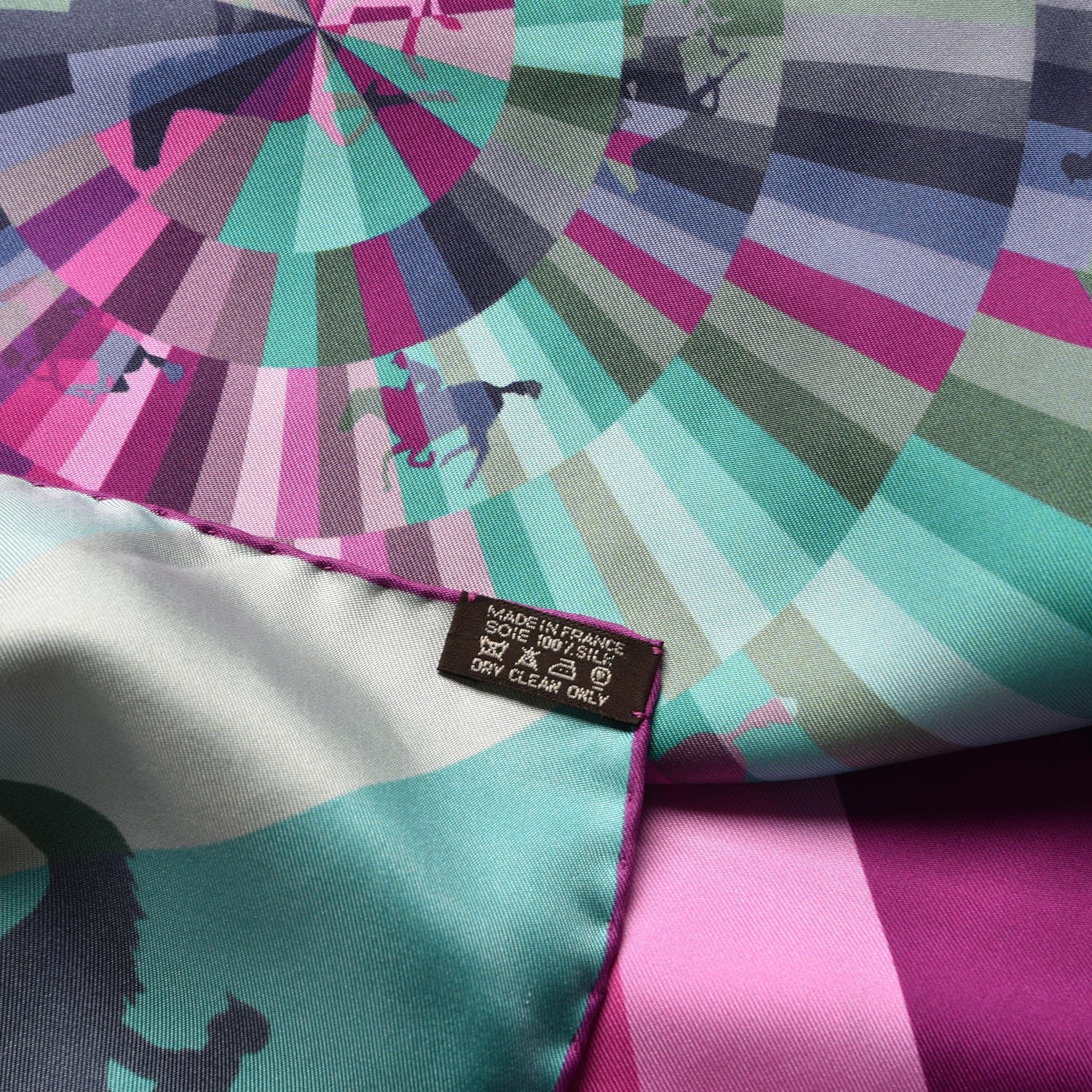 Hermes Silk Galop Chromatique Scarf 90 Fuchsia Turquoise Bleu 7 of 7