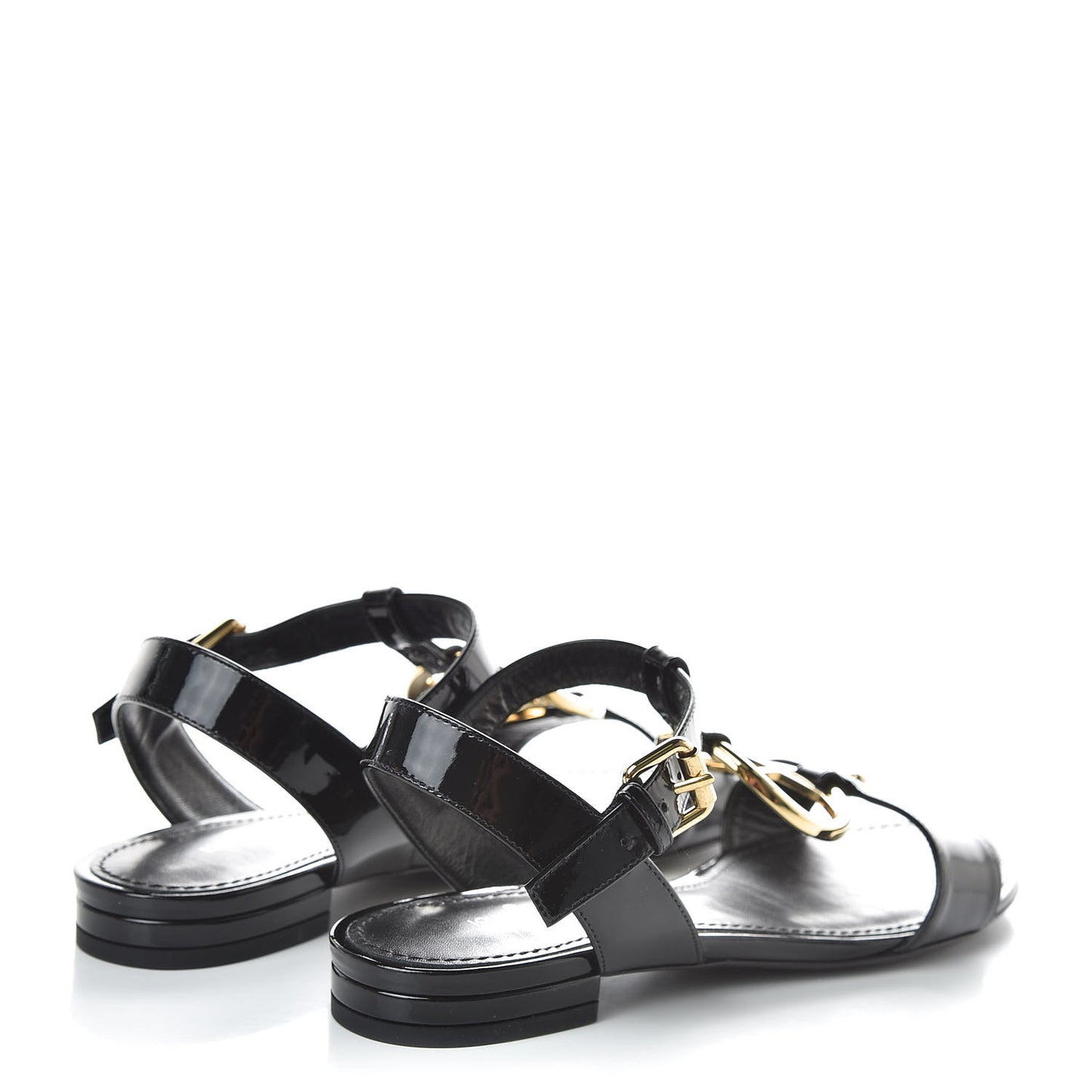 Patent Logo Flat Sandals 36.5 Black