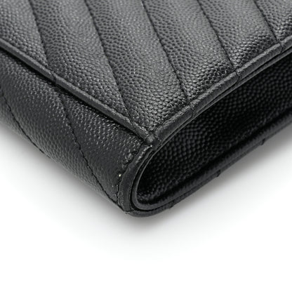 Saint Laurent Grain De Poudre Matelasse Chevron Monogram Envelope Clutch Black 13 of 15