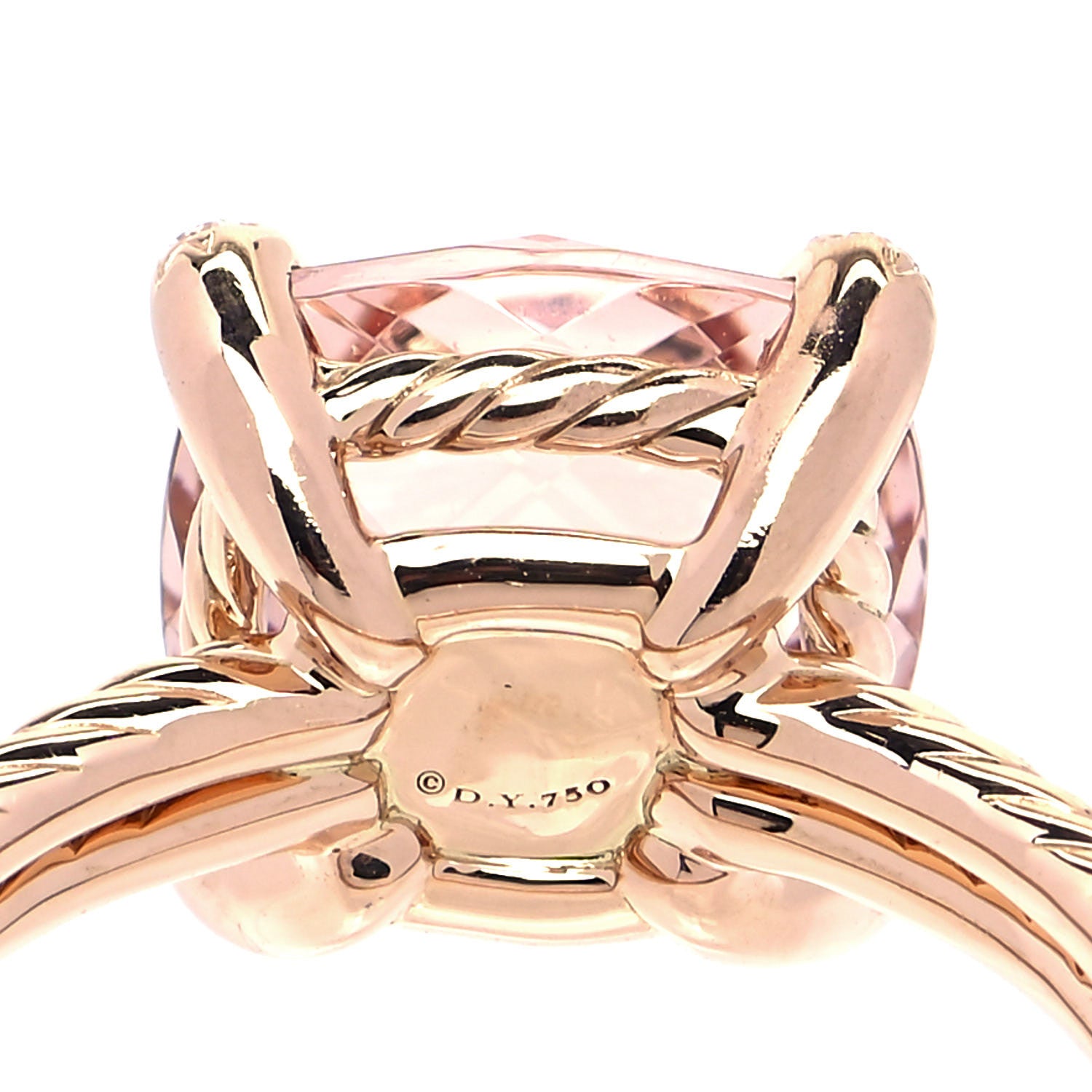 David Yurman 18K Rose Gold Diamond Morganite 11mm Chatelaine Ring 57 8 5 of 5