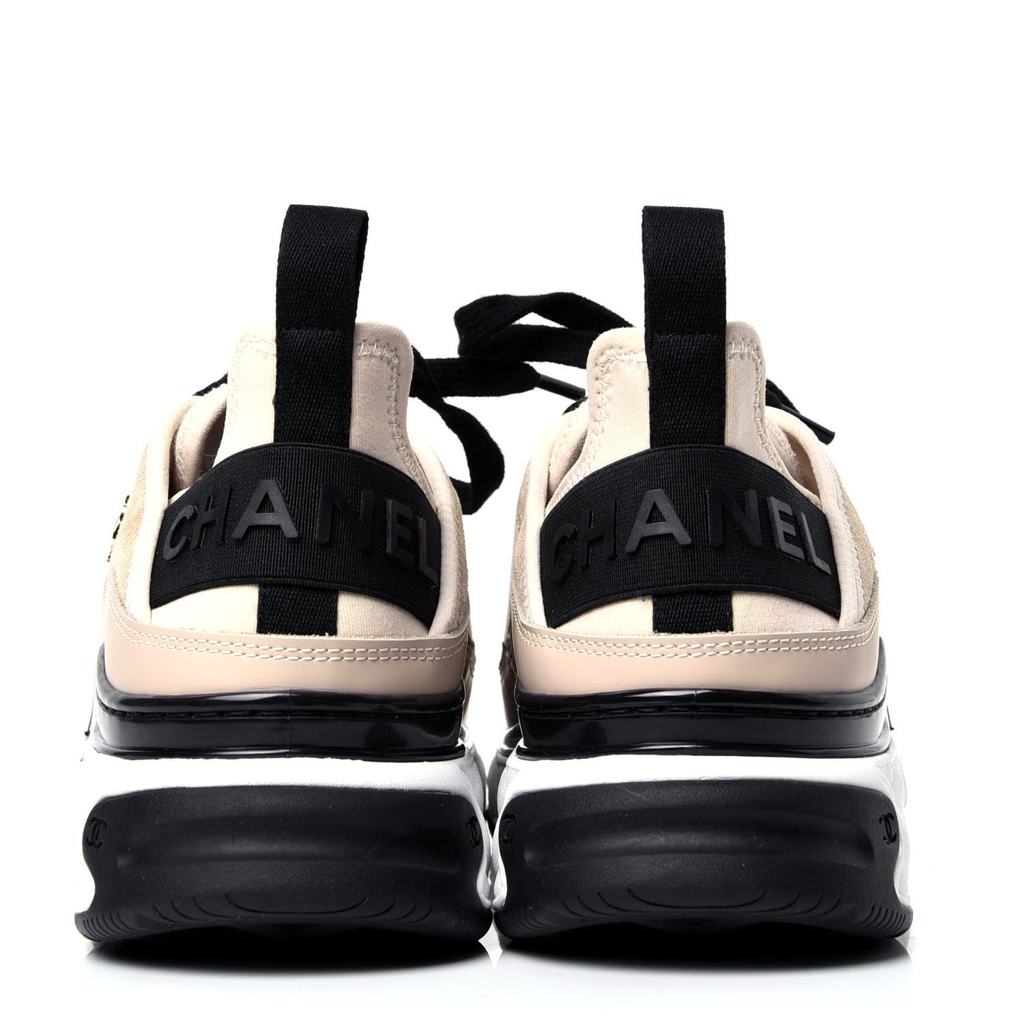 Velvet Calfskin Mixed Fibers CC Sneakers 37.5 Beige