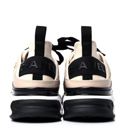 Chanel Velvet Calfskin Mixed Fibers CC Sneakers 37.5 Beige 6 of 11