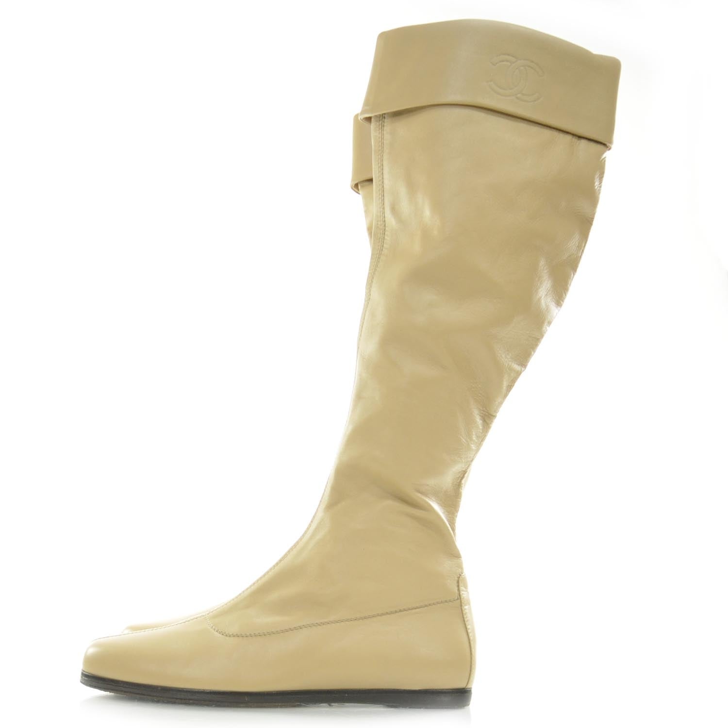 Chanel Leather Tall Flat Boots 40 2 of 7