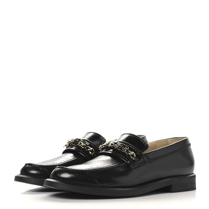 Chanel Calfskin Enamel Charms Mocassin Loafers 38 Black 4 of 10