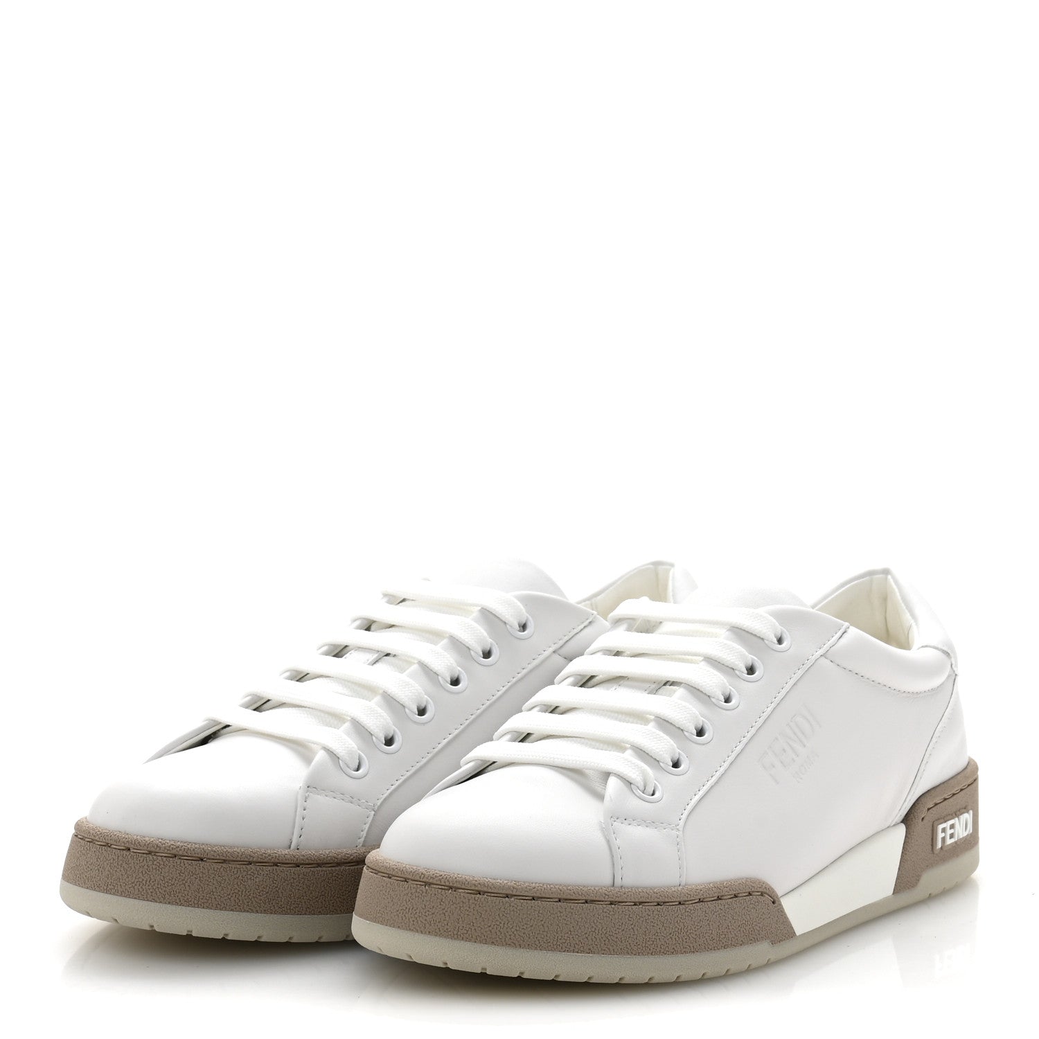Fendi Calfskin Womens Fendi Match Low Top Sneakers 36.5 White Beige 4 of 9