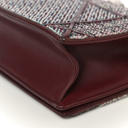 Christian Dior Tweed Calfskin Medium Diorama Flap Bag Burgundy Multicolor 11 of 32