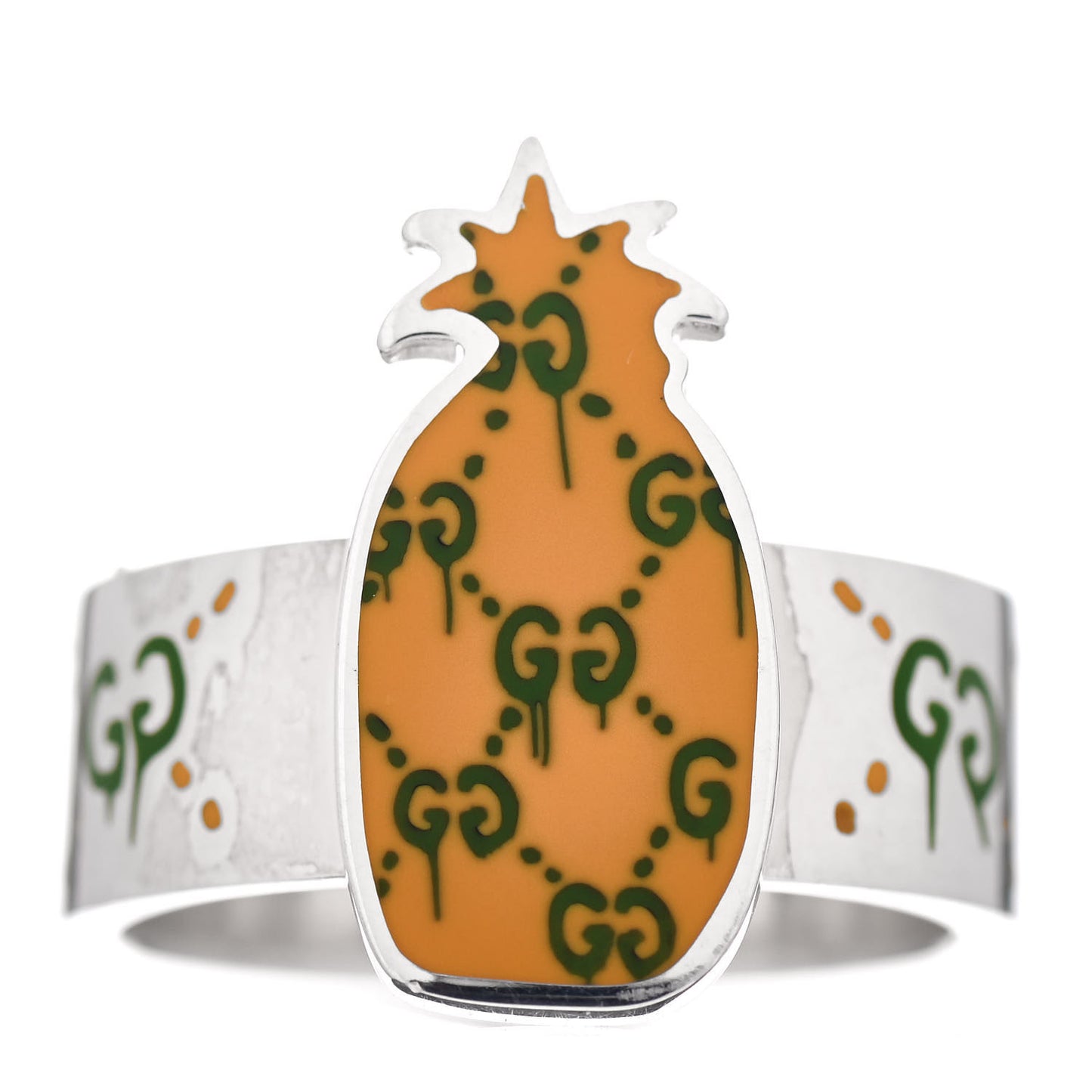 Sterling Silver Enamel GucciGhost Pineapple Ring 65 11