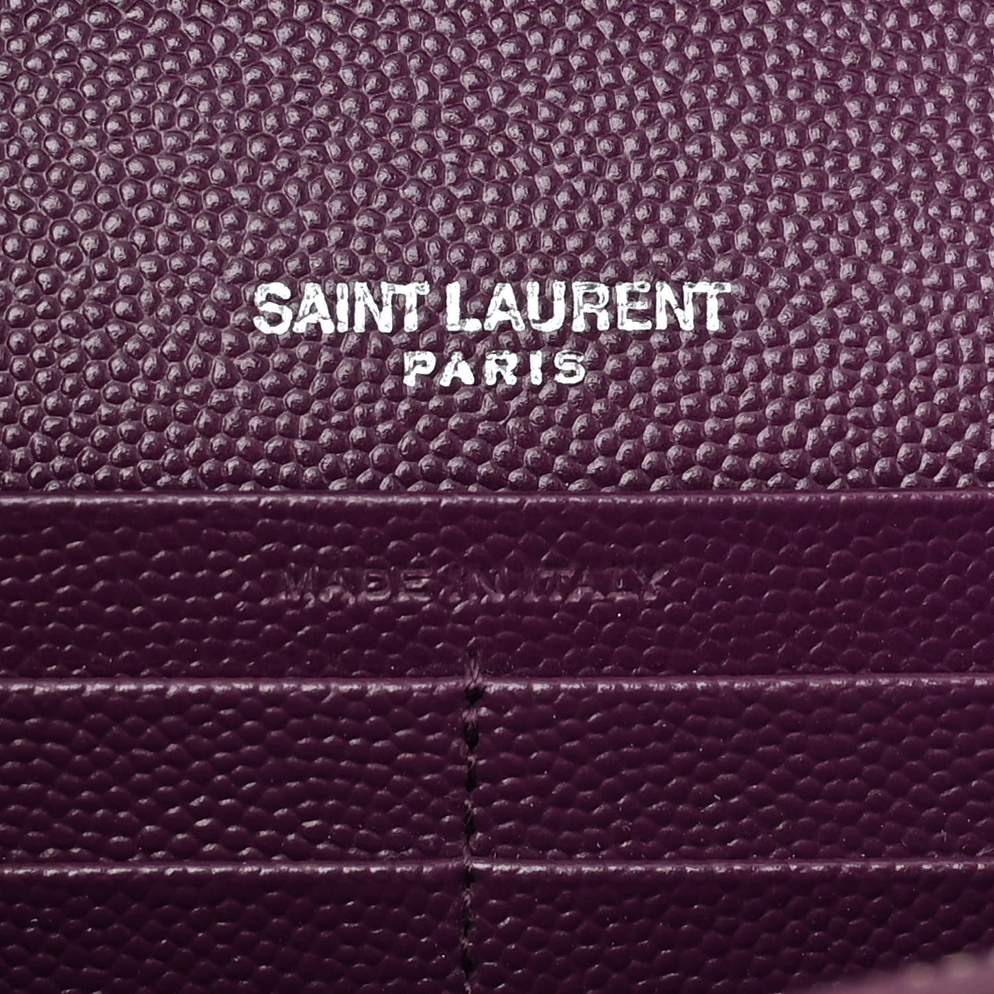 Grain De Poudre Matelasse Chevron Monogram Chain Wallet Prugna