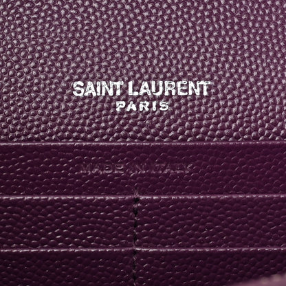 Saint Laurent Grain De Poudre Matelasse Chevron Monogram Chain Wallet Prugna 6 of 9