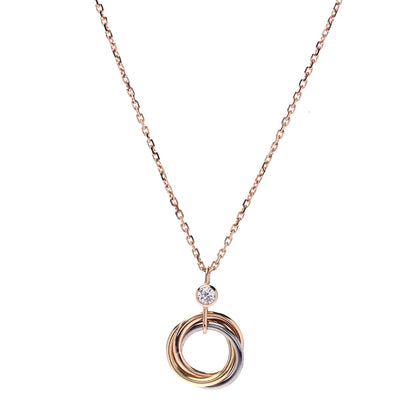 Cartier 18K Pink Yellow White Gold Diamond Trinity Pendant Necklace 2 of 5