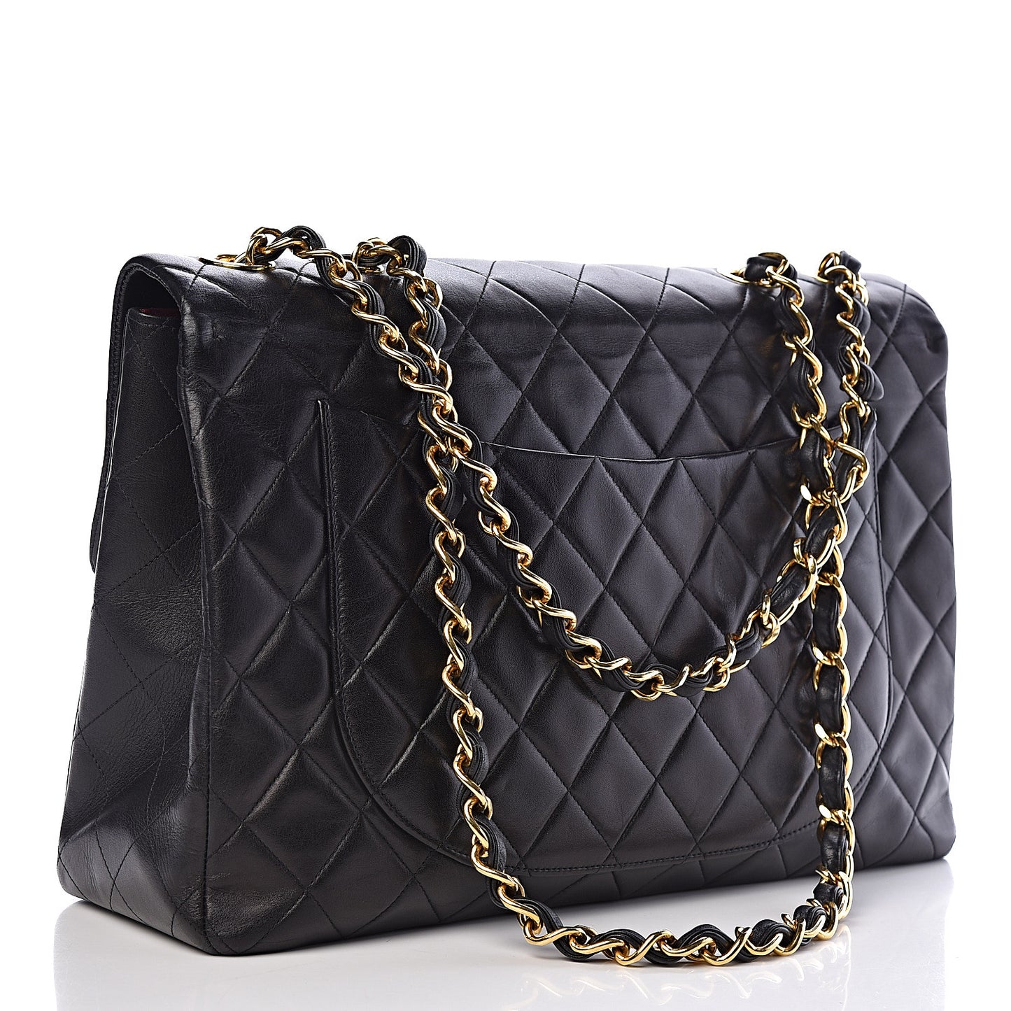 Lambskin Quilted XL Jumbo Single Flap Black