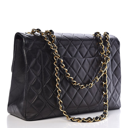 Chanel Lambskin Quilted XL Jumbo Single Flap Black 3 of 16