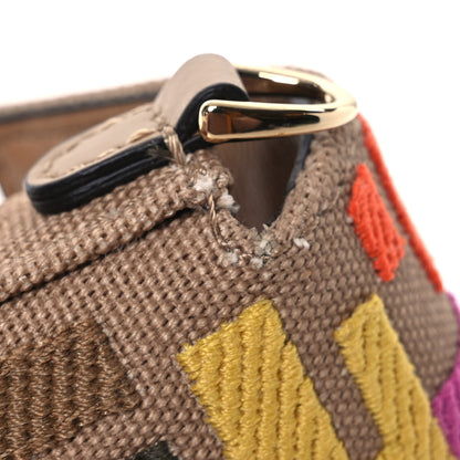 Fendi Canvas Vitello King FF Multicolor Embroidered Nano Baguette Charm Multicolor Cuoio 10 of 12
