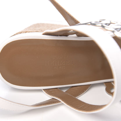 Hermes Metallic Nappa Amarres Wedge Espadrille 40 White Gris Argente 7 of 10