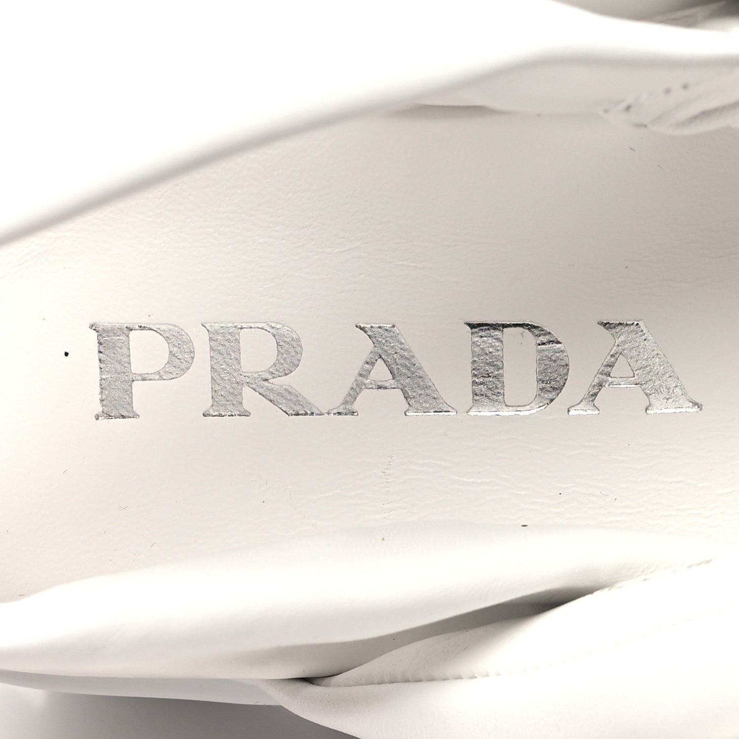 Prada Nappa Soft Metal Triangle Logo Padded Monolith 55mm Slingback Sandals 37.5 White 8 of 8