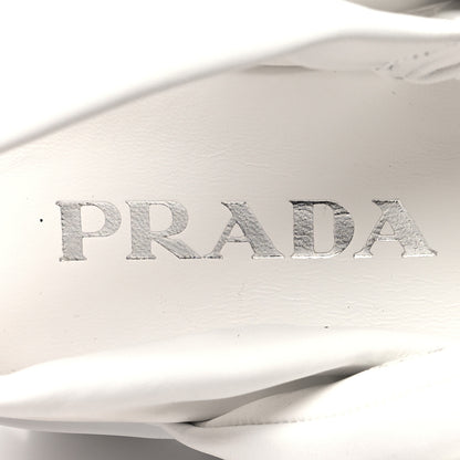 Prada Nappa Soft Metal Triangle Logo Padded Monolith 55mm Slingback Sandals 37.5 White 8 of 8